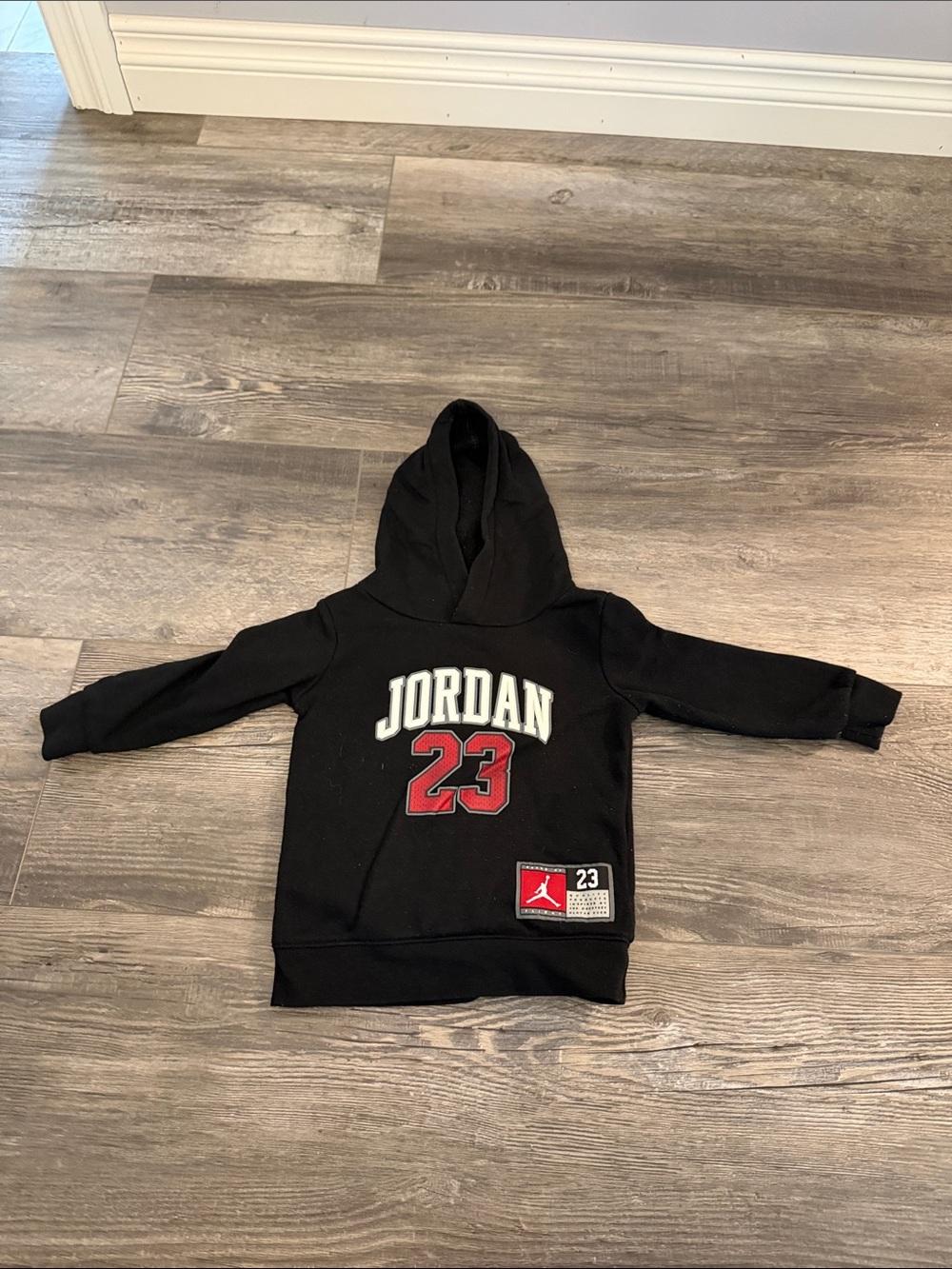 Jordan Black Kids Hoodie with Red 23 Graphic